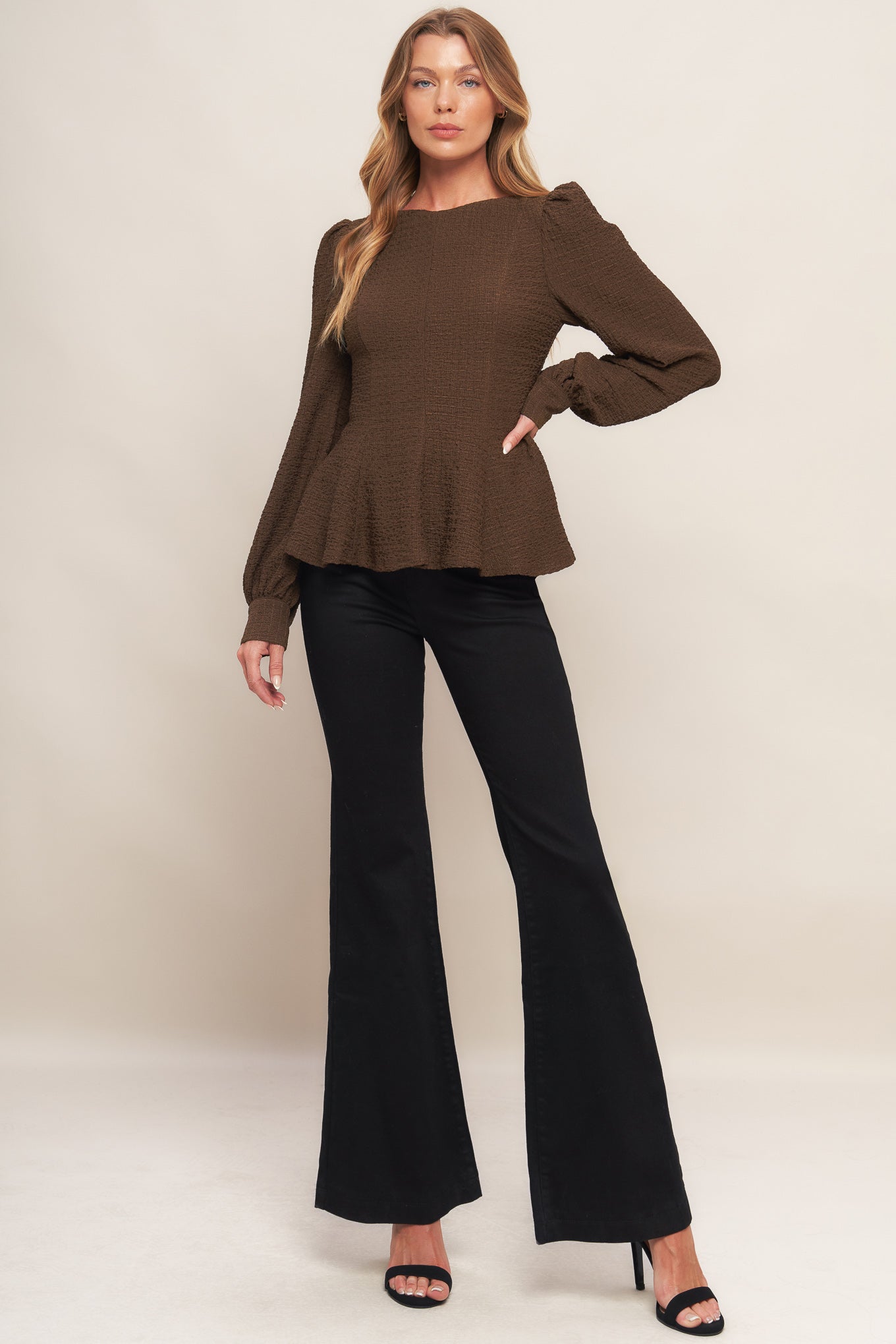 COFFEE DATE BROWN WOVEN TOP Flying Tomato